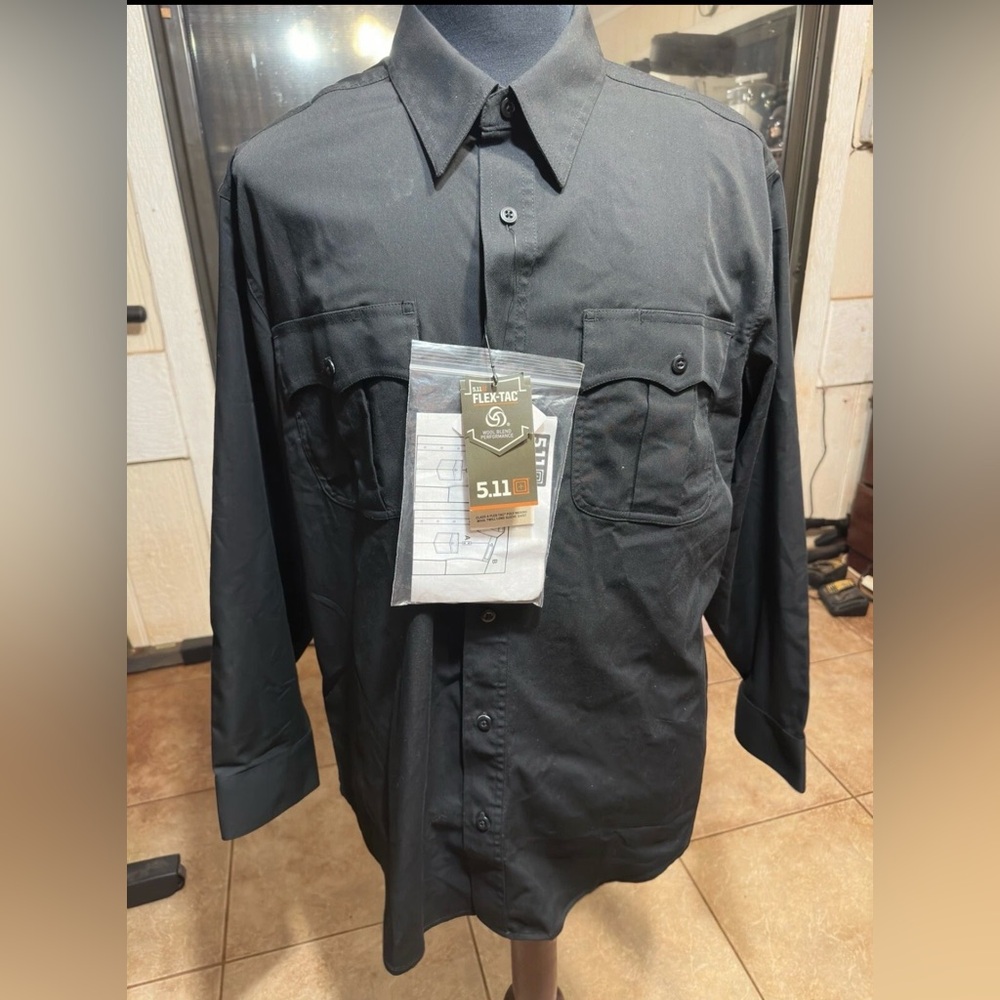 New 5.11 Tactical Shirt  Men's XL Black Long Sleeve Zipper Flex-Tac